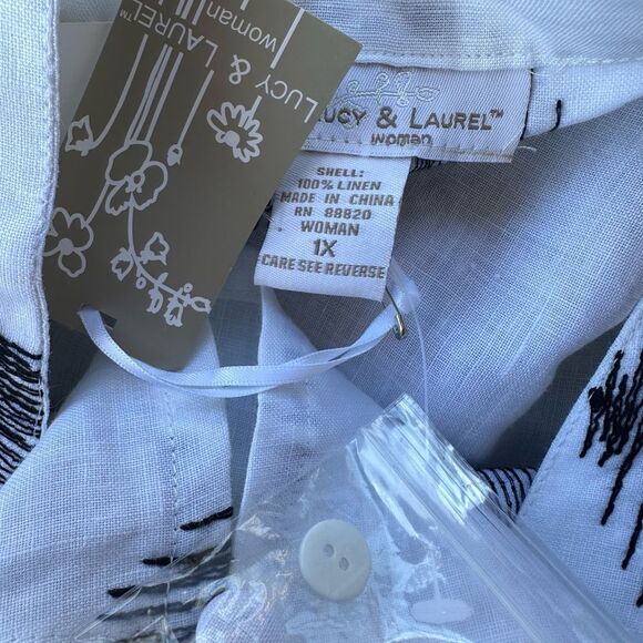 🎉5 for $45🎉 NWT Lucy & Laurel Top Blouse Shirt Size 1X Pure Linen - Picture 8 of 9